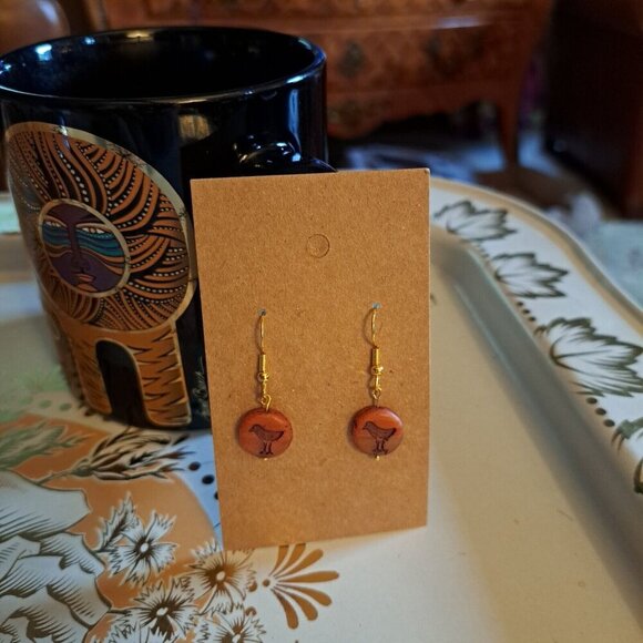 Handmade Czech Glass Bird earrings for women Gold Tone Birds Nature - Picture 7 of 7